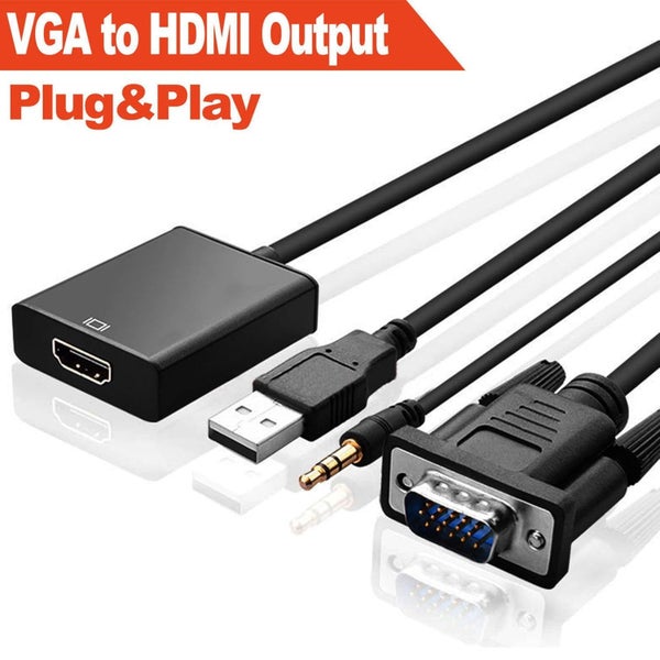 VGA to HDMI Converter Video Audio AV Cable 3.5mm Jack Cable for HDTV Laptop Carousel 1