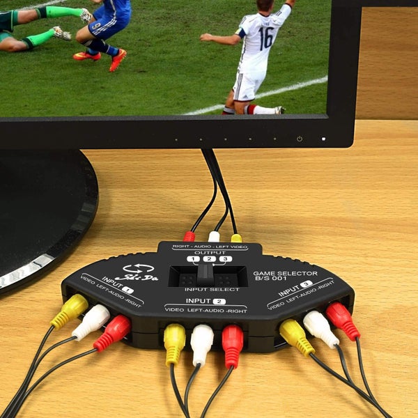 RCA Splitter AV Switch Box 3 Way Superior Quality Outlets Converter and RCA Carousel 7