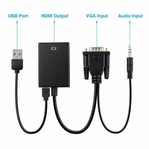 VGA To HDMI Converter 1080P HD Adapter With Audio Cable For HDTV PC Laptop Carousel 2