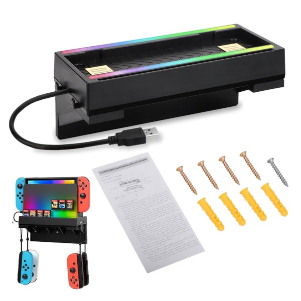 Switch Wall Mount Fit for Nintendo Switch/OLED with RGB Light, Game Storage Carousel 1