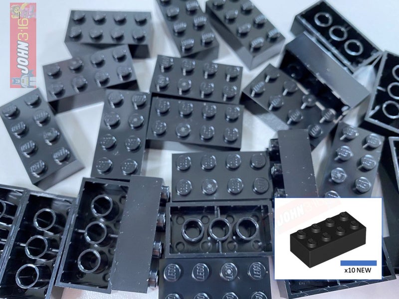 10x NEW LEGO 2x4 BLACK BRICKS #3001 BULK BRICKS *BRAND NEW* Carousel 1