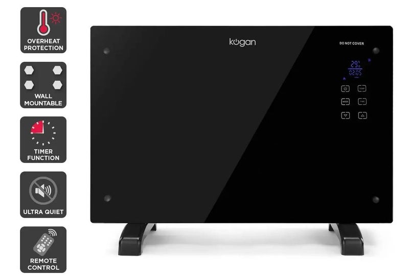 Kogan 1500W Black Glass Portable Electric Panel Heater Carousel 1