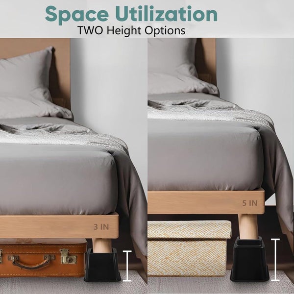 Heavy Duty Bed Risers 8 Pack, Adjustable 3, 5 & 8 Inch Stackable Furniture Carousel 8