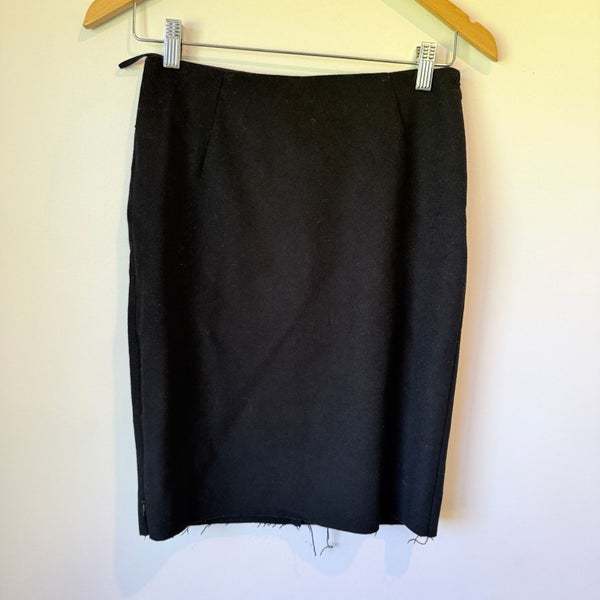 Acne Size 34 Black Wool Pencil Skirt Carousel 1