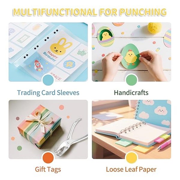 2 PCS Hole Punch,1/4 Inch Single Hole Puncher with 6-Sheet Capacity,Durable Carousel 7