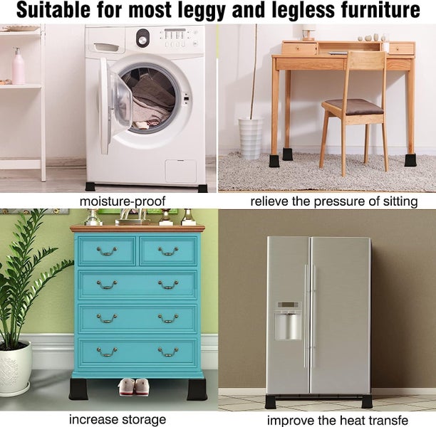 Bed Furniture Risers 4 Inch Lift, Heavy Duty Stackable Bed Elevators for Ta Carousel 2