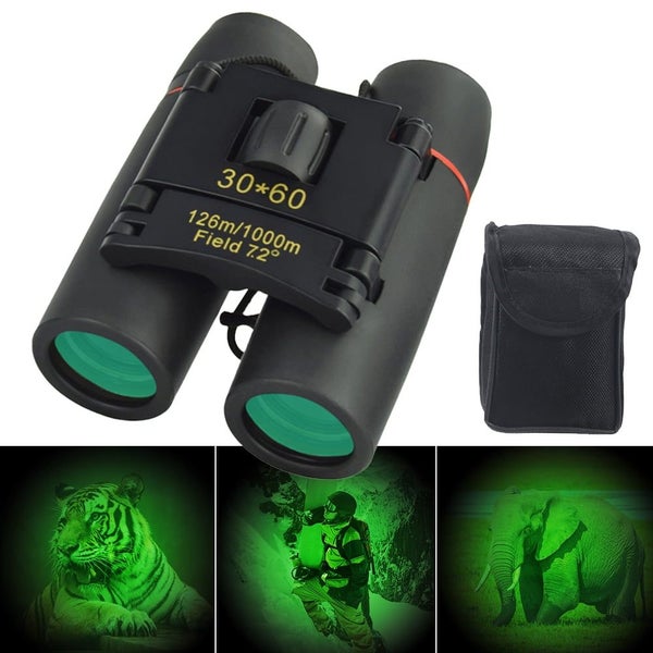 30 x 60 Mm Compact Folding Binoculars with Cloth Bag, Black, 1 Pack Carousel 12