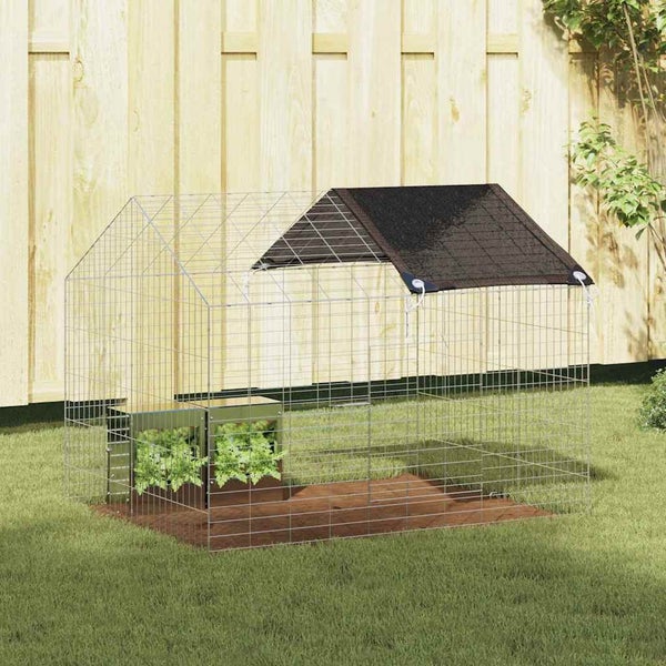 Rabbit Cage Silver 400 X 78 X 78 Cm Galvanised Steel Axbokxtl Carousel 1