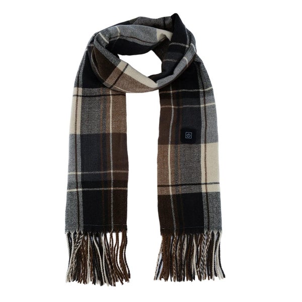 Elosung Striped Dark Brown Plaid Heated Scarf Electric Warming Winter Outdoor Es Carousel 8