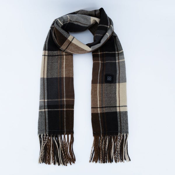 Elosung Striped Dark Brown Plaid Heated Scarf Electric Warming Winter Outdoor Es Carousel 2