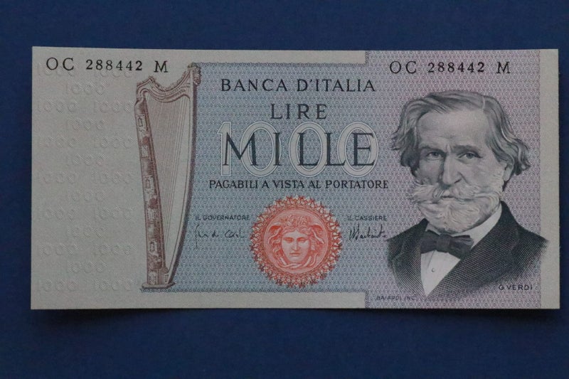 Bank of Italy: One thousand Lire paper banknote: Excellent condition Carousel 1