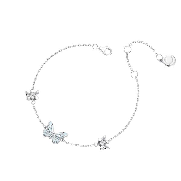 Sterling Silver Butterfly Bracelet Anklet Created Opal Butterfly Jewelry Gi Carousel 2