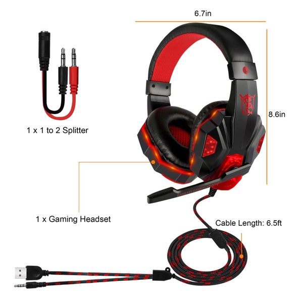 Gaming Headset for PS4 PS5 Xbox One PC with Noise Cancelling Mic & LED Ligh Carousel 8