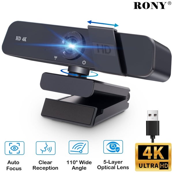 4K Autofocus Computer Webcam: Plug & Play Computer Camera with Noise-Cancel Carousel 1
