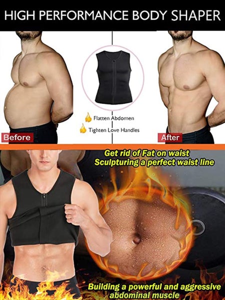 Men Waist Trainer Vests for Sweat Weight Loss Tops with Zipper Sweat Vest S Carousel 7