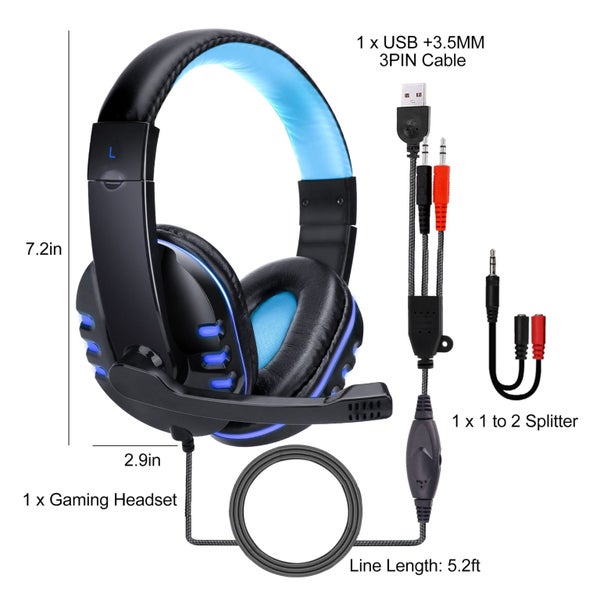 Gaming Headset Fit for PS5 PS4 PC Xbox Nintendo Switch, USB + 3.5mm Wired H Carousel 8