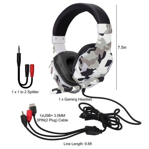Gaming Headset Fit for PS4/PC/Xbox One, Stereo Bass Wired Over-Ear Headphon Carousel 7