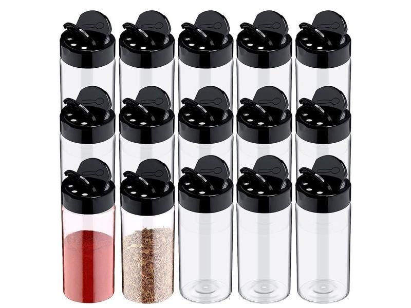 LMETJMA Clear Plastic Spice Jar With Shaker Lids Kitchen Seasoning Containers Carousel 2