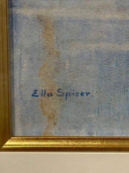 Ella Spicer (1876-1958) Watercolor ''Fruit Stall & Shoppers'' in Top Condition Carousel 3