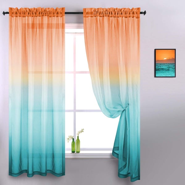 2 Pack Bedroom Curtains 78/106 inch Length Sheer Curtain Rod Pocket Drapes Carousel 1