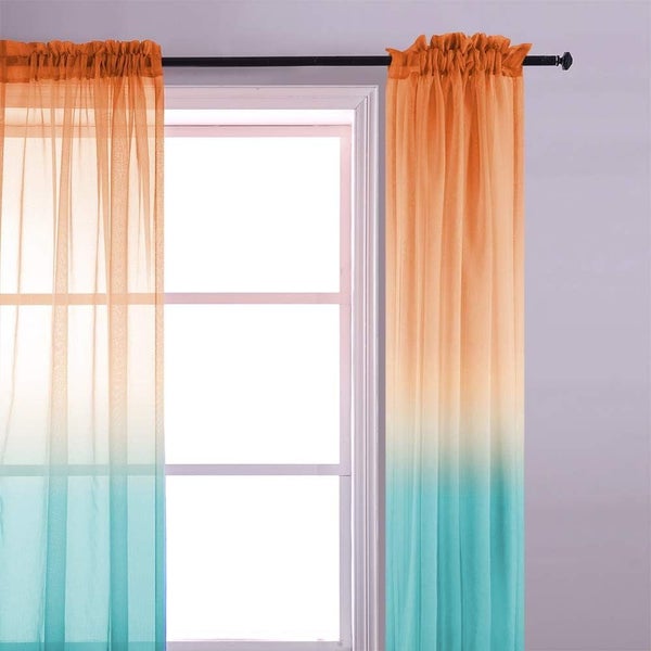 2 Pack Bedroom Curtains 78/106 inch Length Sheer Curtain Rod Pocket Drapes Carousel 2