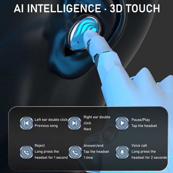 Wireless Bluetooth Headset 5.3 LED Color Screen Digital Display Earplug Ste Carousel 8