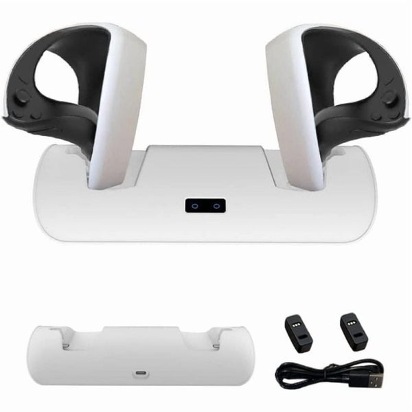 VR Charging Station for PS VR2 Controllers with Display Light and USB-C Cab Carousel 1