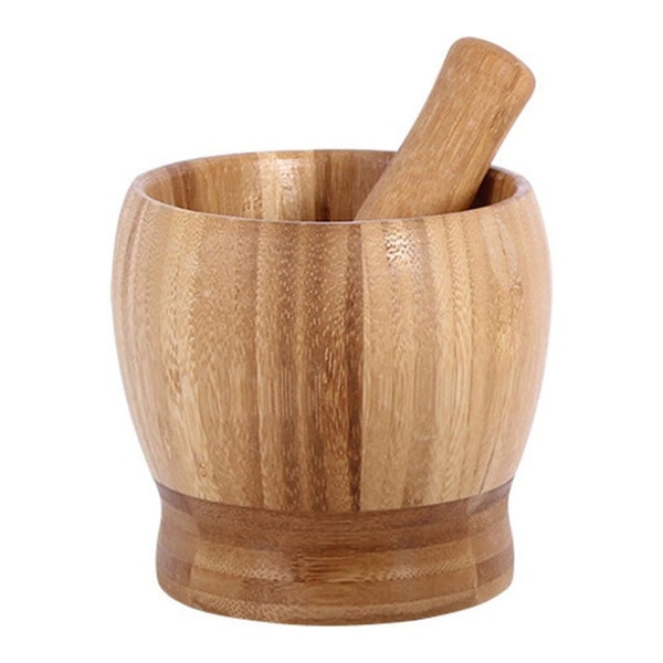 Mortar and Pestle Set - Bowl Garlic Press Grinder Crusher, Wood, 11oz Carousel 2