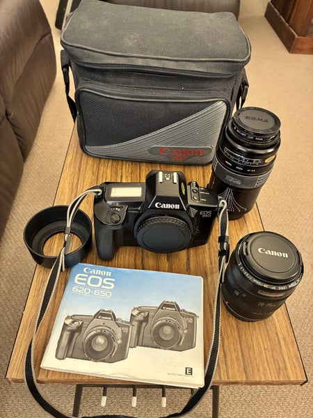 Canon EOS 650 (film camera) + 2 AF zoom lenses + Canon Speedlite 300EZ flash Carousel 2