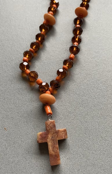 STONE COLOURED CROSS/ANGLICAN PRAYER BEADS Carousel 2