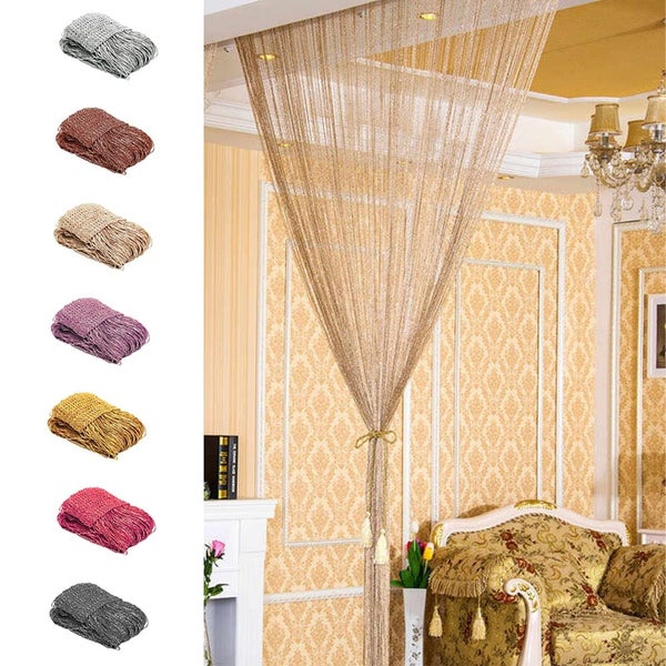 String Door Curtain Fly Screen Window Panel Tassel Fringe Beads Room Divide Carousel 1