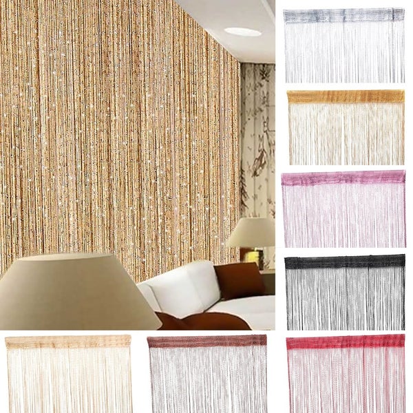 String Door Curtain Fly Screen Window Panel Tassel Fringe Beads Room Divide Carousel 2