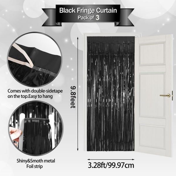 3 Pack 3.3 x 9.8 ft Blue Foil Fringe Glitter Curtains Party Decorations, Ti Carousel 7