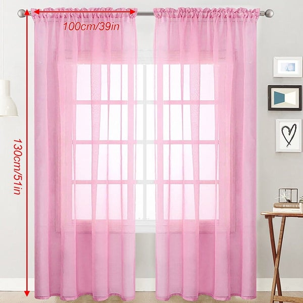 Sheer Curtains Living Room Rod Pocket Window Curtain Panels Bedroom Semi Sh Carousel 7