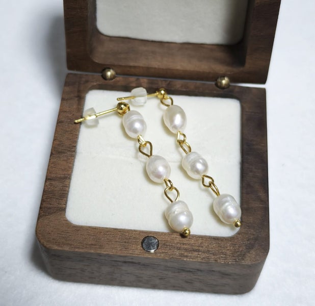 (100% Pearl) Authentic 18K Gold Plated Baroqu Drop Earrings EBZ10JX-9 Carousel 2