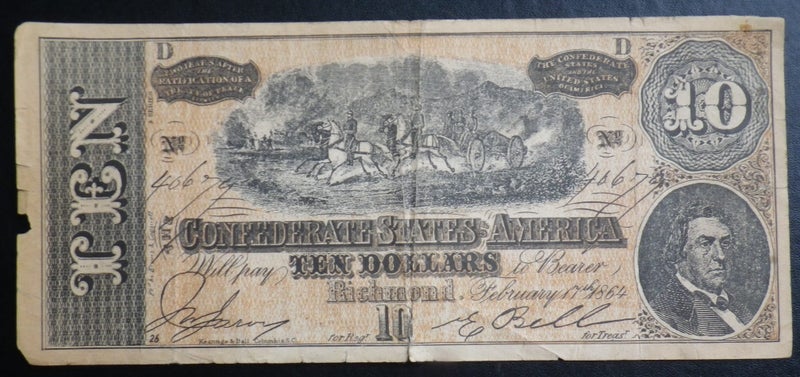 United States 1864 Confederate Richmond $10 Dollar Facsimile Carousel 1