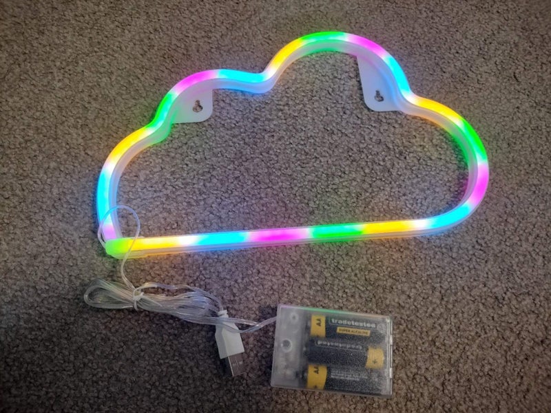 Unwanted Gift Rainbow Heart Neon LED Sign Battery USB Powered Carousel 1