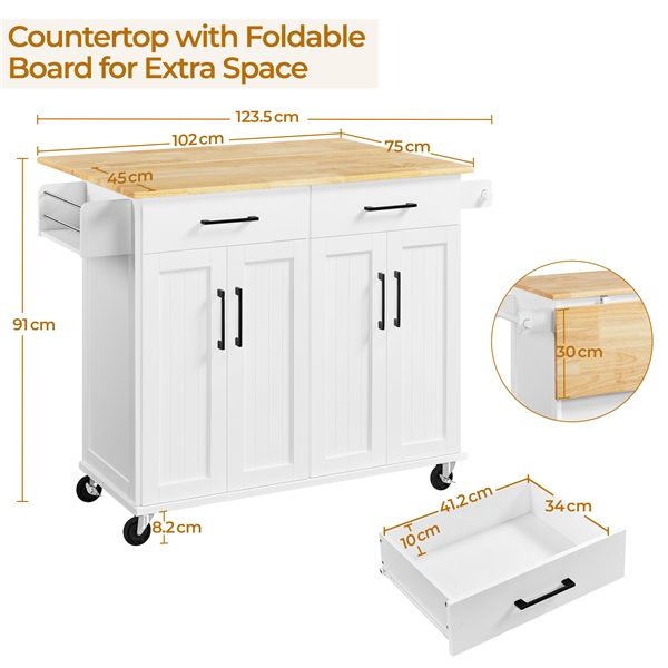 Solid Wood Tabletop Large Kitchen Island Carousel 2