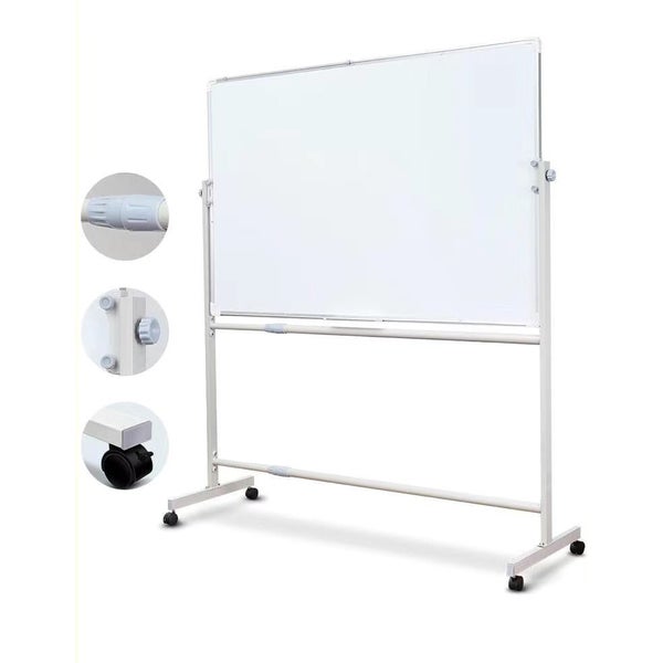 Mobile Dry Erase White Board Metal castors 150 x 100 cm Carousel 1