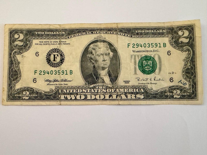 Antique Two Dollar Bill 1995 Series Carousel 5