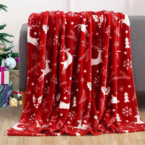 Christmas Blanket Christmas Reindeer Blanket, Festive Flannel Throw Blanket Carousel 1