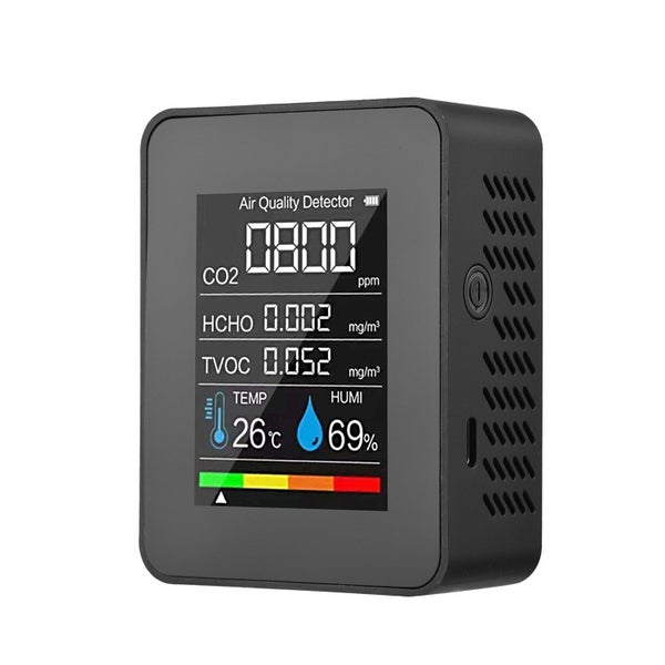 5-in-1 CO2 Detector with Temperature Humidity and Formaldehyde Monitoring-Black Carousel 1