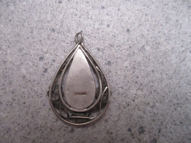 Vintage Antique Silver Paua inlay Pendant with Floral Detail Carousel 2