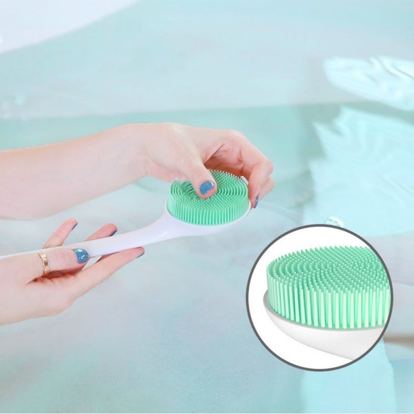 Long Handle Bath Brush Silicone Non-Slip Back Scrubber & Shower Brush-Gray Carousel 3