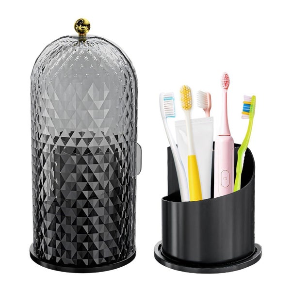 Rotating Makeup Brush Holder and Toothbrush Organizer Carousel 1