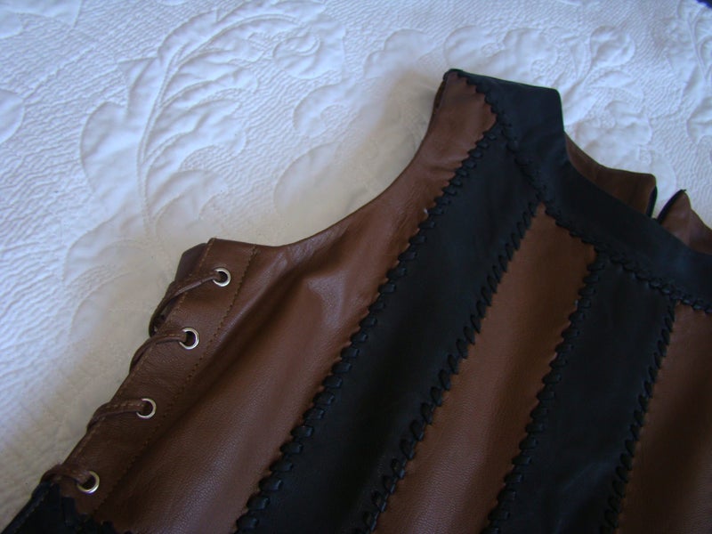 Lovely Tan & Black Soft Leather Dress ... A one off Carousel 1