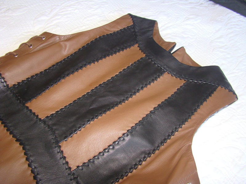 Lovely Tan & Black Soft Leather Dress ... A one off Carousel 2