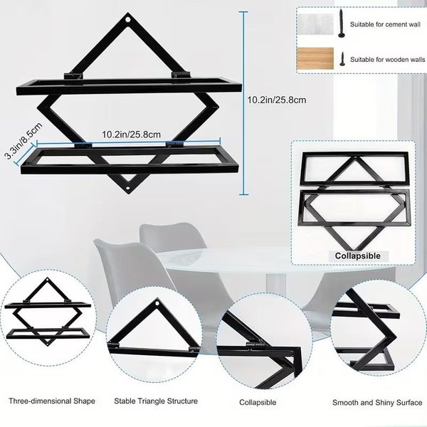 2 Pack Wall Mounted Wine Rack Collapsible Metal Bottle Holder Carousel 2