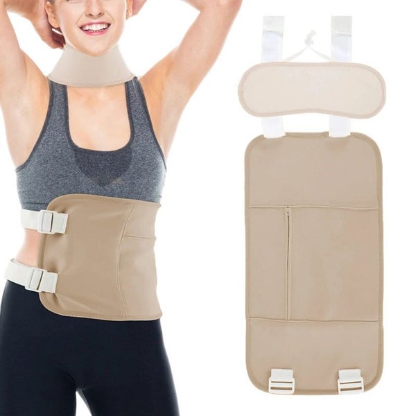 2Pcs Reusable Castor Oil Pack Kit Compress Wrap for Waist and Neck - Khaki Carousel 1