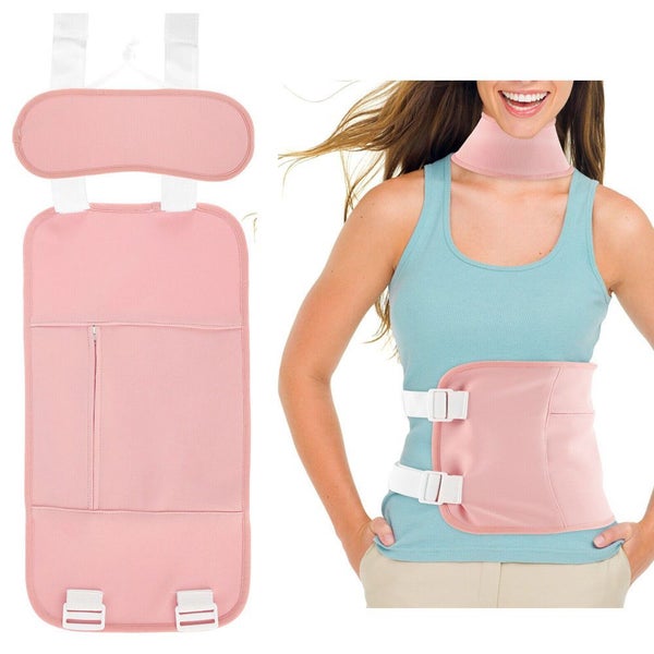 2Pcs Reusable Castor Oil Pack Kit Compress Wrap for Waist and Neck - Pink Carousel 1